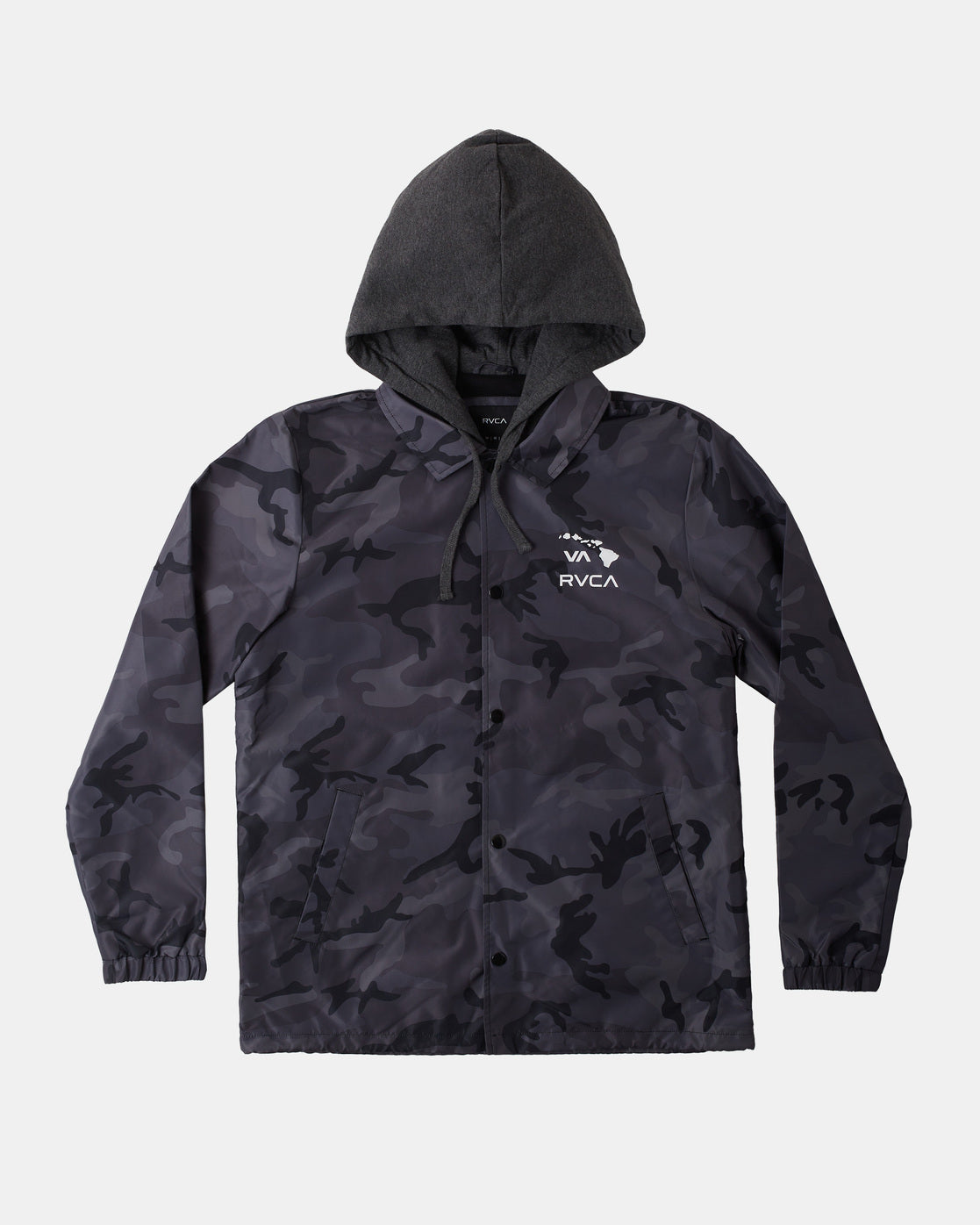 Island Hex Hooded Coaches Jacket - Black Camo