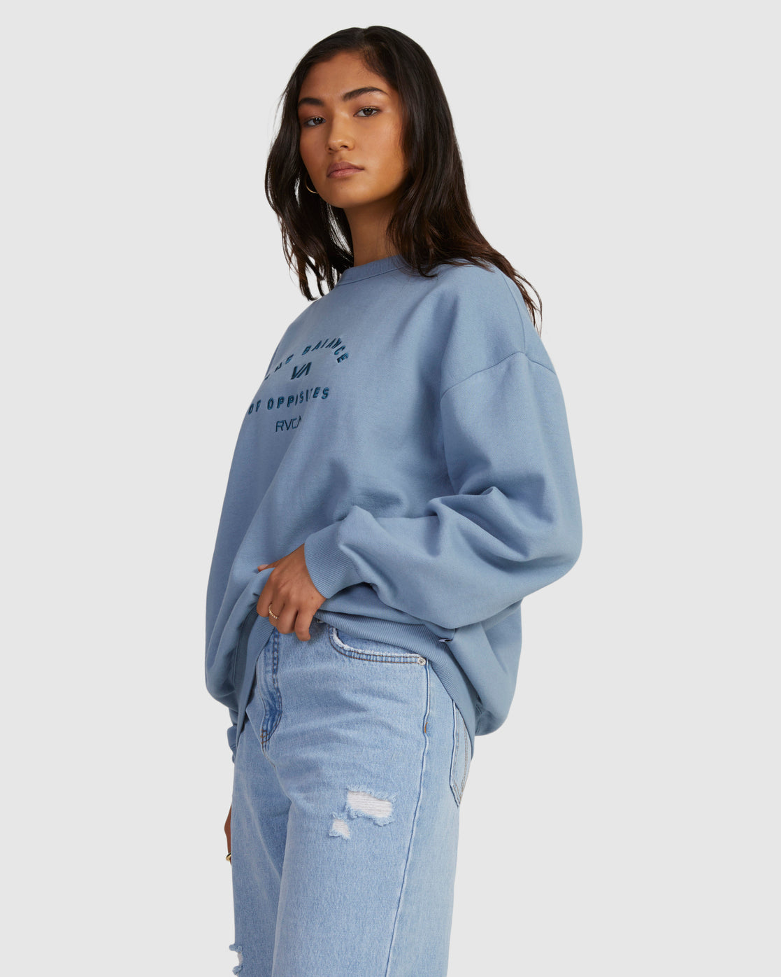 Bold Vintage Crew Neck Sweatshirt - Ice Blue