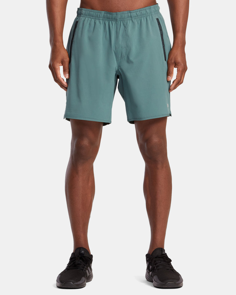 Yogger Stretch Elastic Waist Shorts 17" - Pine Grey